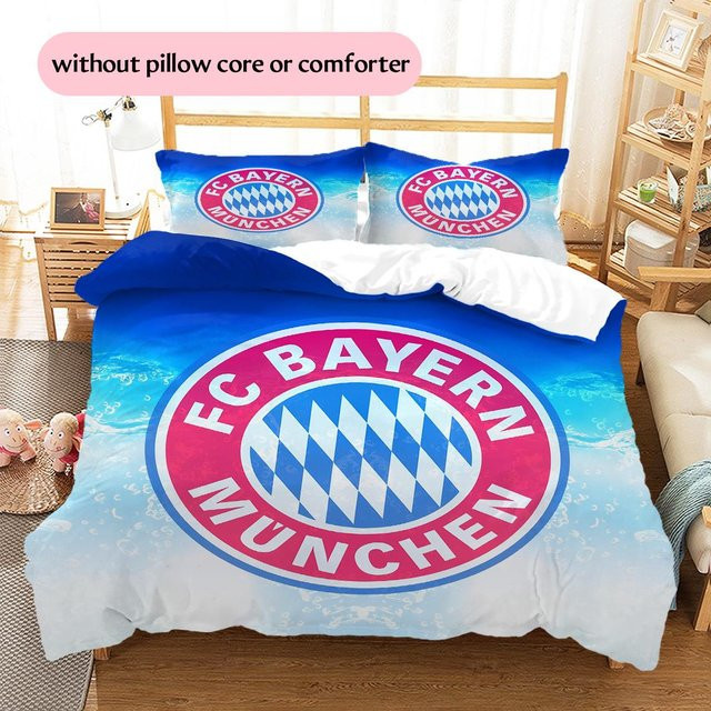 FC Bayern München Bettwäsche Set mit Team Logo Muster, Blau, B/H: 240 x 220 cm - Bild 1