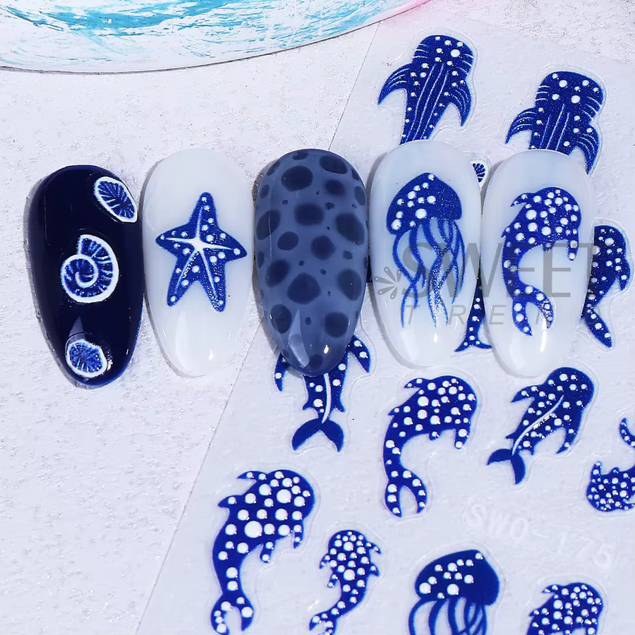 SWEET TREND Nagelaufkleber Blauwal Polka-Dot, 2 Stück, Glänzend - Bild 4