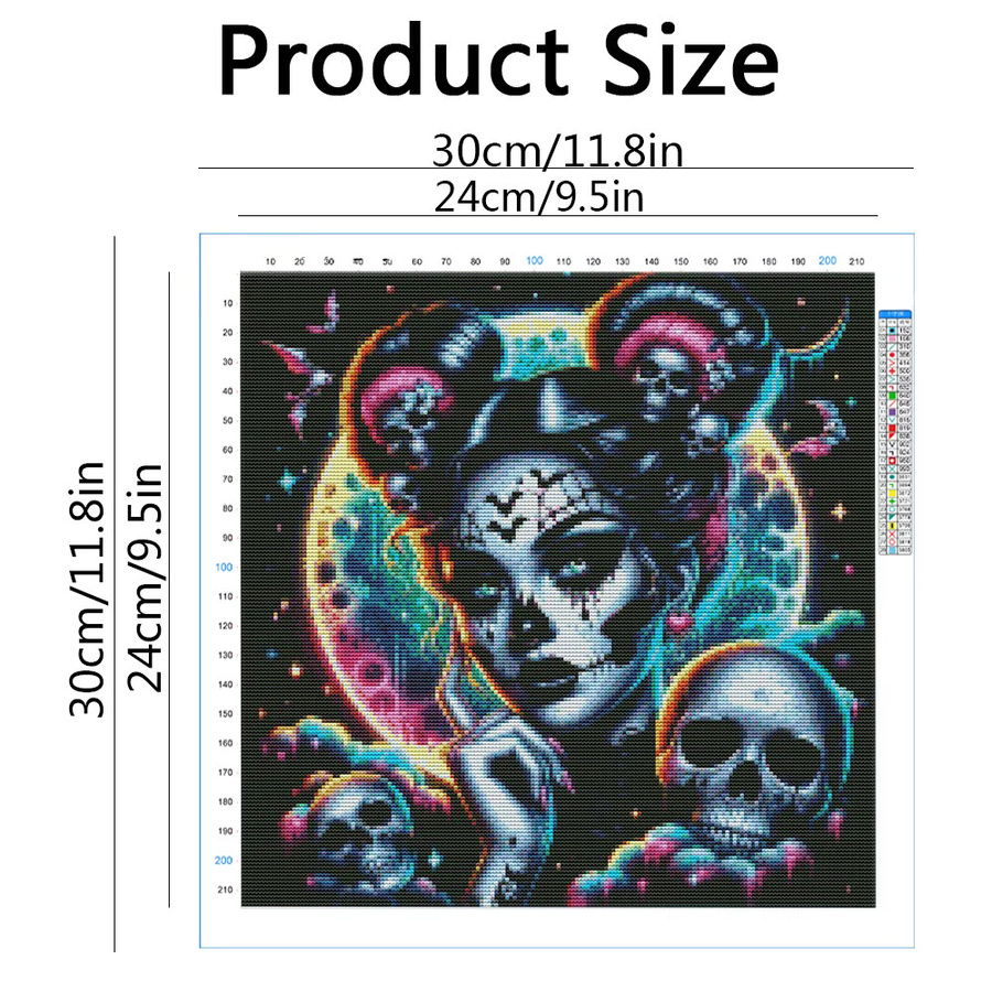 Evershine Kreuzstichset Mädchen Portrait Stickerei mit bedruckter Leinwand, Multicolour, B/H: 30 x 30 cm - Bild 2