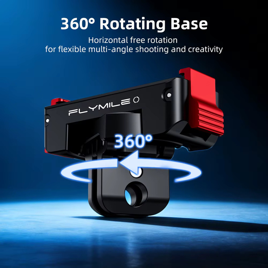 Flymile Magnetischer Adapter für DJI Action 6 und OSMO NANO Kamera Zubehör, Drehbare Schnellwechselbasis und Zweiklauen-Erweiterung in Schwarz - Bild 2
