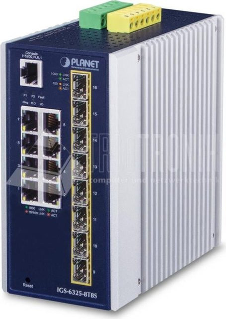 PLANET IP30 Industrial L3 8-Port Managed Gigabit Ethernet Switch Blau-Weiß IGS-6325-8T8S - Bild 1