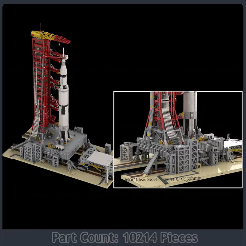 MOCBUILDING Space Series Apollo 11 Bausteine Set mit Saturn V Crawler Transporter und Startturm, Mehrfarbiges DIY Klemmbaustein-Set aus Kunststoff - Bild 2
