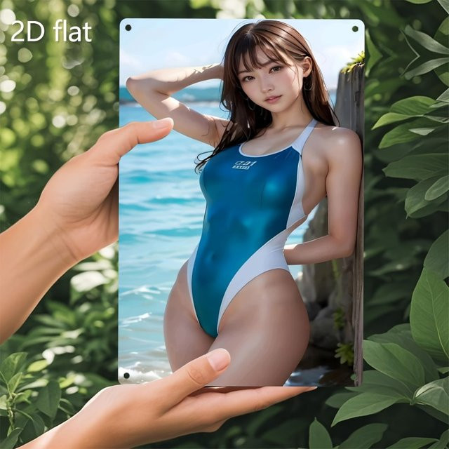 CIFBUY Vintage Blue Lady Beach Metallwandkunst als wetterbeständiges Eisenschild für die Innen- und Außendekoration - Bild 1