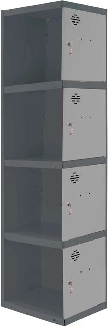 PROREGAL Spind AMEGO Anbaumodul mit 4 Abteilen, Schließfach Garderobe, Anthrazit-Grau, H x B x T: 180 x 30 x 50 cm - Bild 1