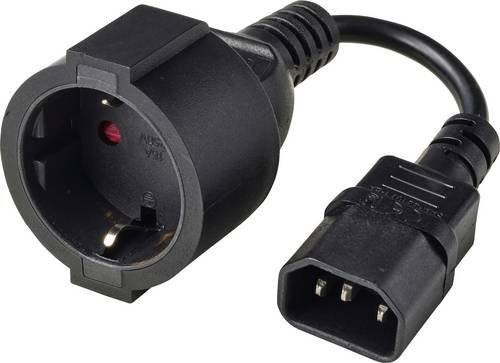 Renkforce Strom Anschlusskabel mit Kaltgeräte-Stecker C14 und Schutzkontakt-Steckdose, Schwarz, 0,15 m - Bild 1