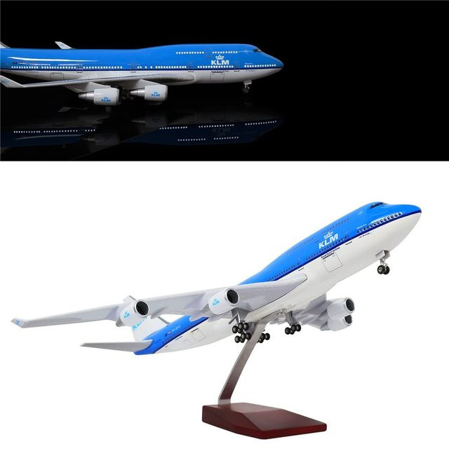 ZOCO 747 Klm Modellspielzeug, Flugzeug mit Licht und Rädern, Maßstab 1:130 - Bild 1
