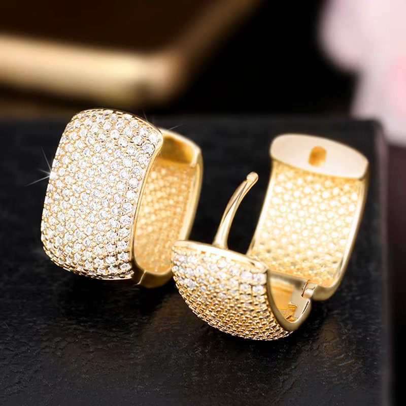 Huitan Bling Bling Creolen, Zirkonia, Gold, Damen - Bild 2