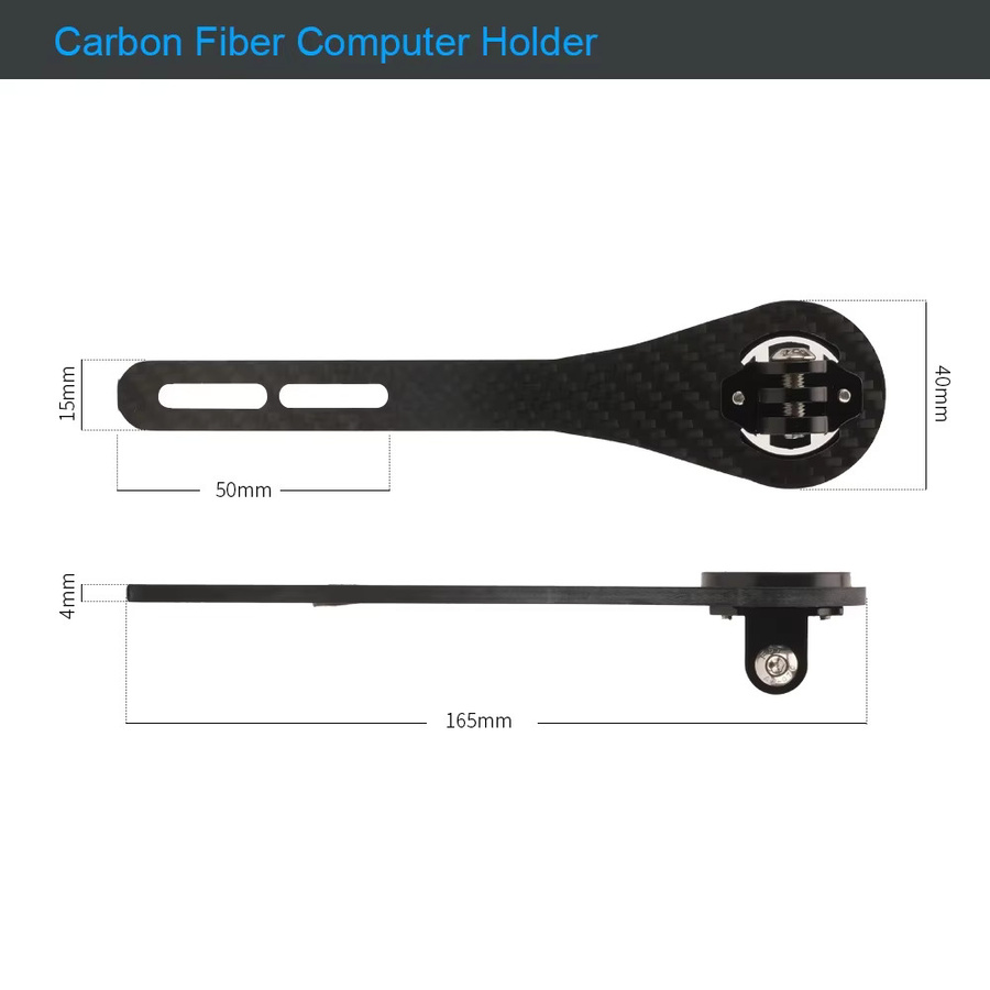 RIRO Carbon Faser Fahrradcomputer Halterung Universal GPS Halter für Garmin Wahoo Bryton in Schwarz - Bild 3