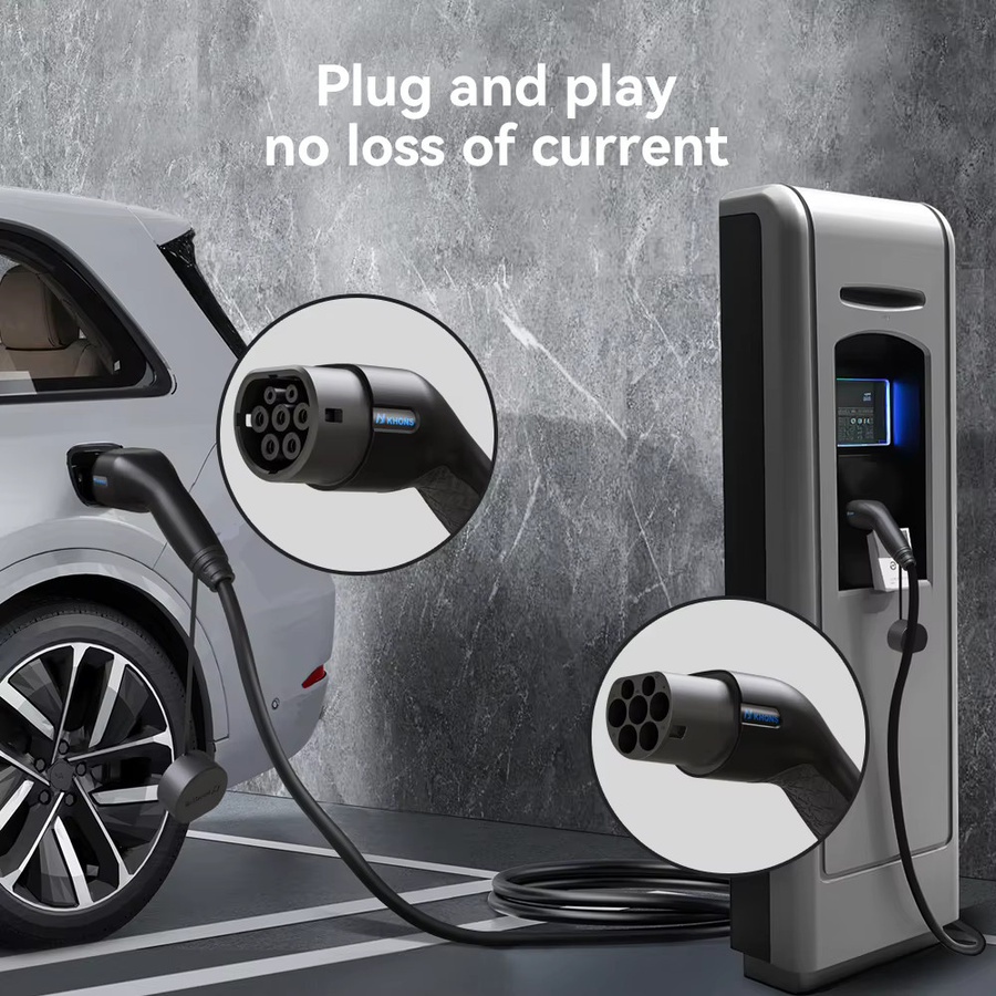Khons EV-Ladestation Typ2 auf Typ2 Kabel 7KW 32A mit 5m Länge, Schwarz, IP65 Schutzklasse - Bild 3