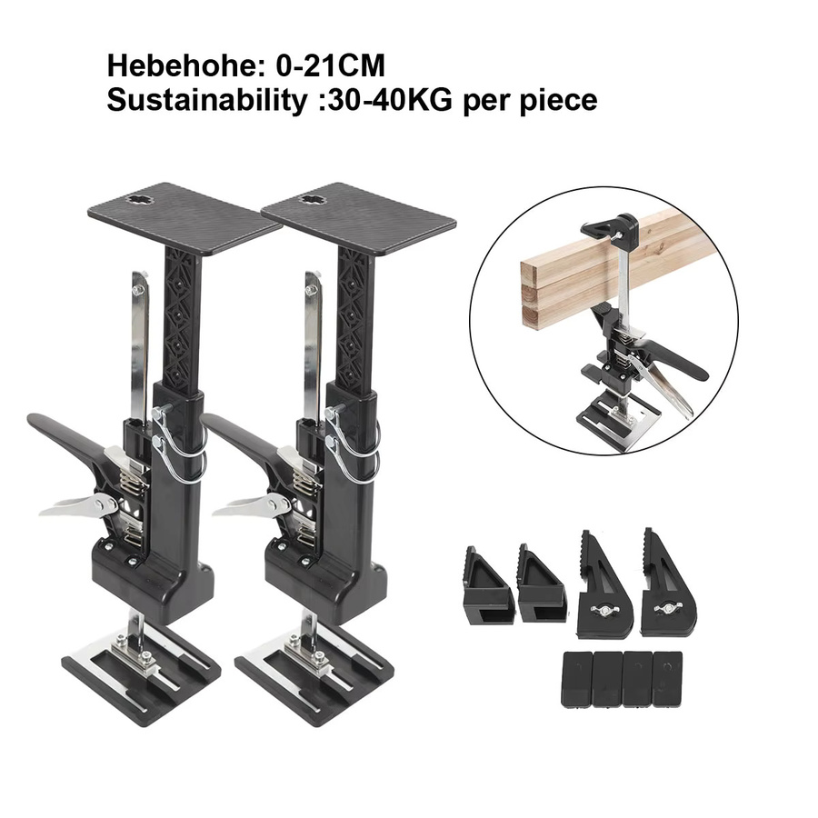 2 Stück Schrank-Hebewerkzeug aus Edelstahl in Schwarz, höhenverstellbar von 0 bis 23 cm, Tragkraft 50 bis 70 kg, Montagehalterung für die Installation von Wandschränken - Bild 7