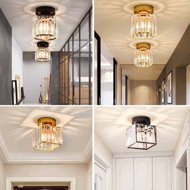 TRAZOS Kristall Deckenleuchte in Transparent und Gold/Messing für Flur, Balkon, Foyer und Küche - Bild 2