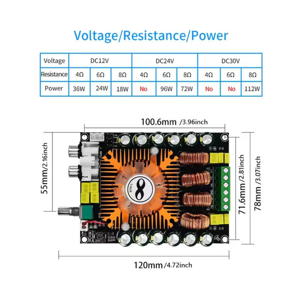 HTORBGA TDA7498E Hochleistungs-Digitalverstärkerplatinenmodul 2,0 HIFI Stereo 160W*2 DC 12V-24V - Bild 2