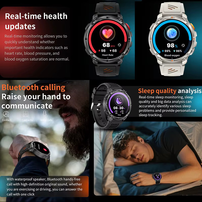 BOXUXING Smartwatch, Schwarz, Silikon, Herren - Bild 5