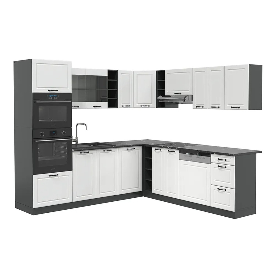 Vicco R-Line Eckküche Landhaus Einbauküche in Anthrazit und Weiß B/T/H: 247 x 60 x 247 cm - Bild 3