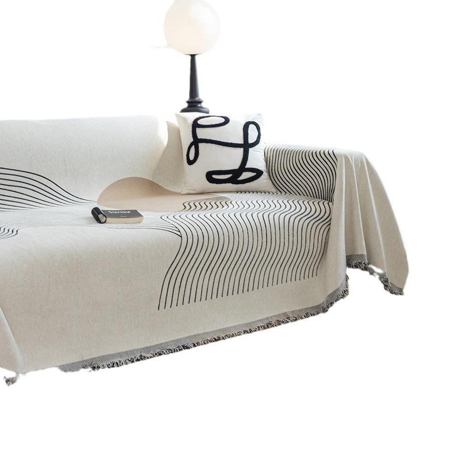 Moderner Sofabezug aus Chenille mit geometrischem Sonnenaufgang-Design, Breite: 180 cm, Tiefe: 130 cm - Bild 3
