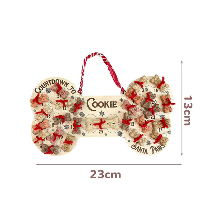 Weihnachts Adventskalender für Hunde aus Holz mit Knochen-Anhänger in Weiß als hängendes Deko-Ornament - Bild 6