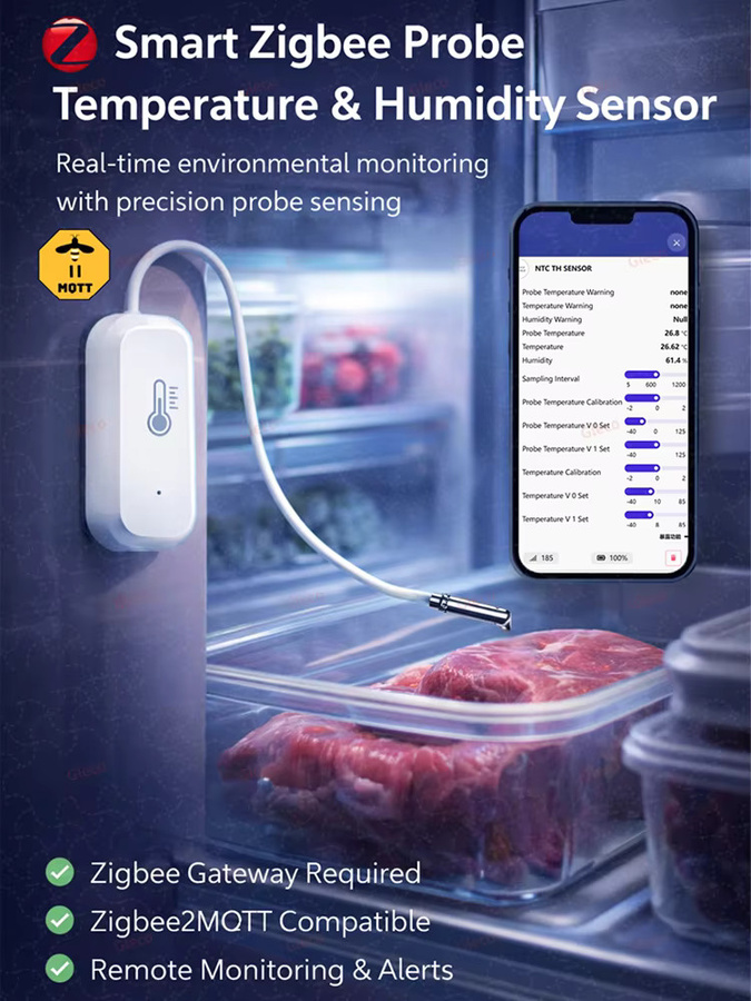 Forubest Zigbee 3.0 Temperatur- und Luftfeuchtigkeitssensor mit externer Sonde in Weiß für Home Automation und Zigbee2MQTT - Bild 5