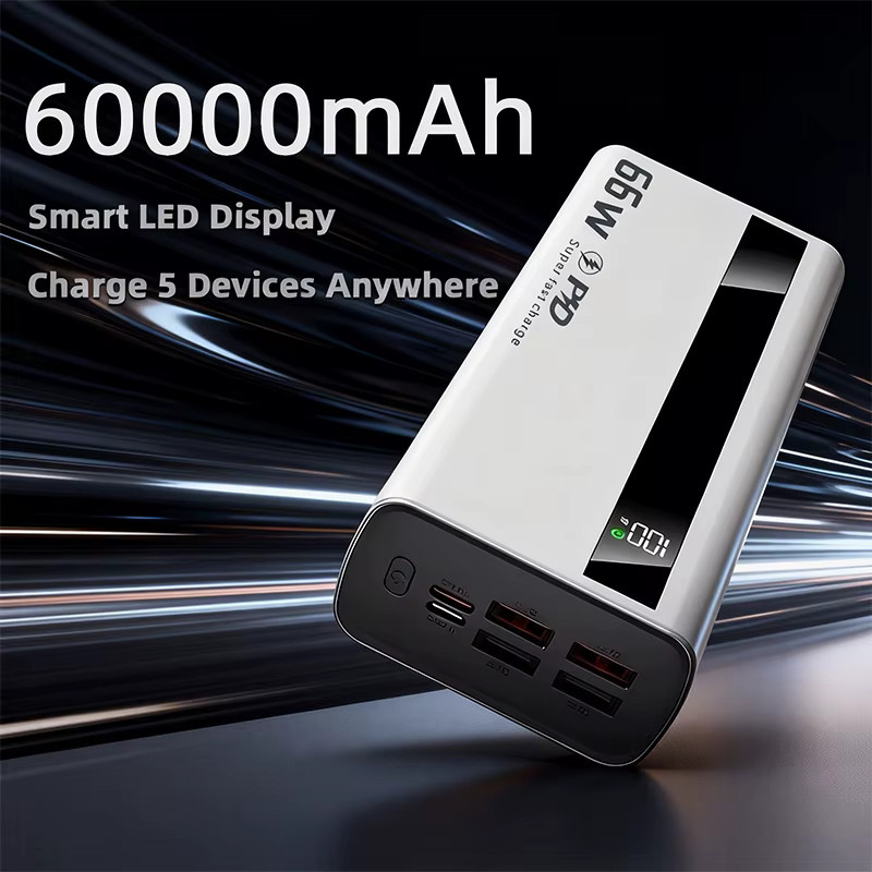 Cohana Externe Powerbank 60000mAh mit 66W Superschnellem Laden, Tragbares Ladegerät für iOS & Android in Weiß - Bild 2