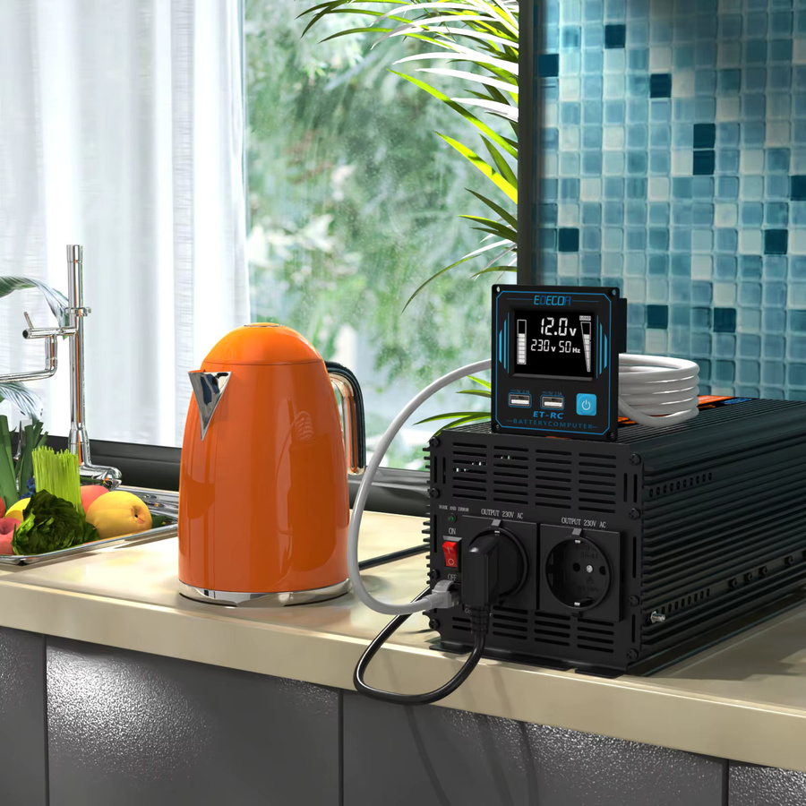 EDECOA Reiner Sinus-Wechselrichter DC 12V zu AC 220V 230V in Schwarz - Bild 6