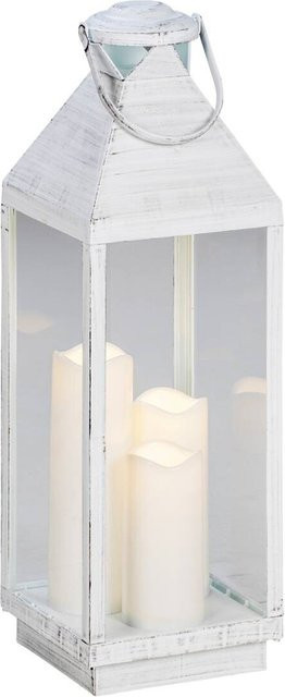 POCOline LED-Laterne mit LED-Kerzen in Weiß, B/T/H: 19,5 x 19,5 x 60 cm - Bild 1