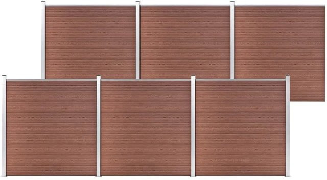 vidaXL WPC Gartenzaun mit Aluminiumprofilen in Braun, B: 1045 cm, H: 186 cm - Bild 1
