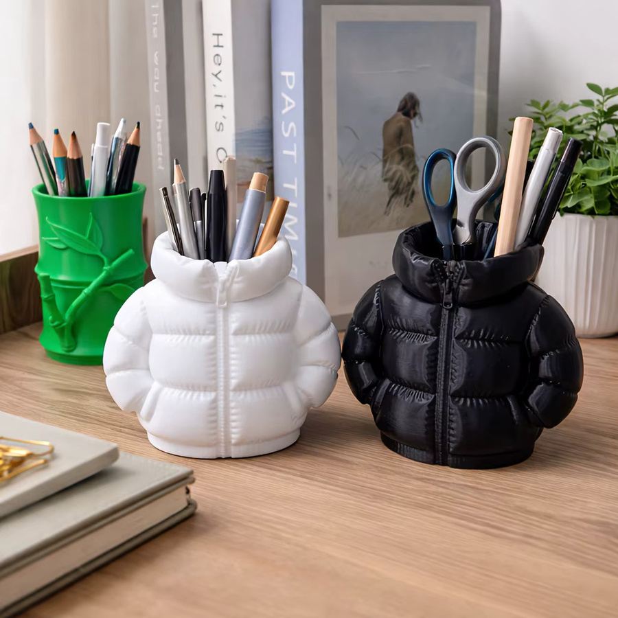 Kreativer 3D-gedruckter Stifthalter in Daunenjackenform für Schüler und Schreibtisch, Mehrfarbig - Bild 2