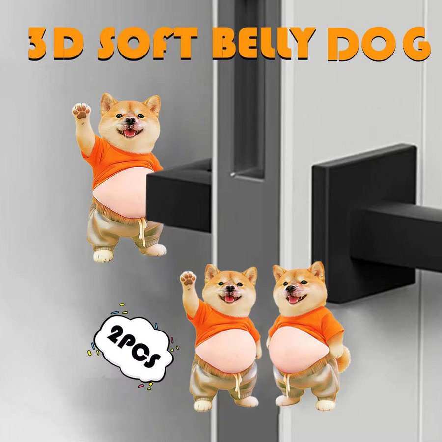 2 Stück 3D Shiba Inu Bauch-Aufkleber aus weichem Silikon in Orange für Tagebuch und Schreibwaren - Bild 1