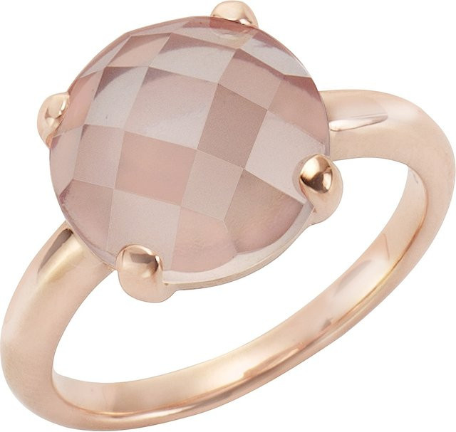Jamelli Ring 925 Sterling Silber, rosé-vergoldet, Rosenquarz, Damen, 12mm - Bild 1