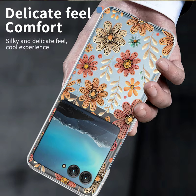 Stoßfeste transparente Handyhülle mit rosa Blumendruck für Motorola Razr 50, Razr 40 Ultra und Razr 40 - Bild 5