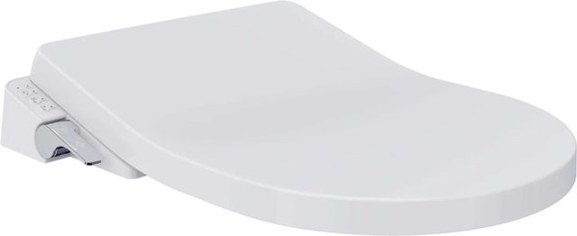Stilform Elektronisches DuschWC Aqua Comfort Aufsatz in Weiß mit Warmwasser, Sitzheizung und Nachtlicht, D-Form, B: 40,2 cm, T: 50,0 cm, H: 9,8 cm - Bild 1
