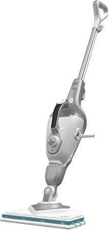 BLACK+DECKER Dampfmop mit 1600W Leistung und 8 Zubehörteilen in Schwarz-Weiß