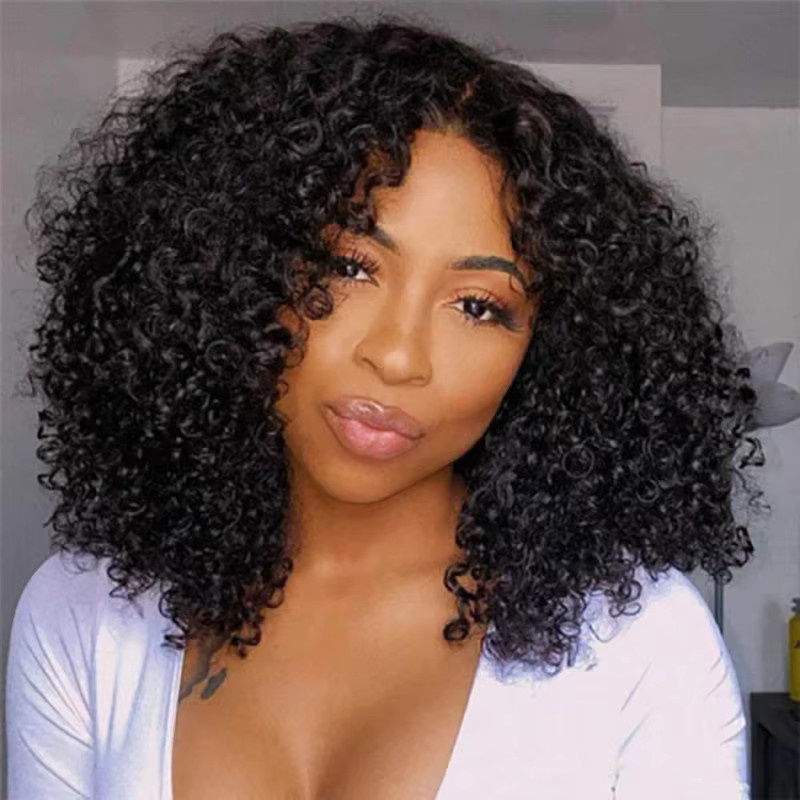 ISEE Hair Wear Perücke, Kurzer Bob, Echthaar, HD Lace Front, Kinky Curly - Bild 4