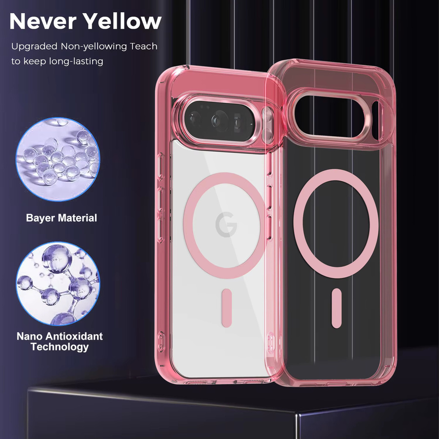 Transparente magnetische kabellose Ladehülle mit Anti-Drop-Airbag-Schutz für Google Pixel 10 Pro XL, Pixel 10 Pro und Pixel 9A - Bild 2