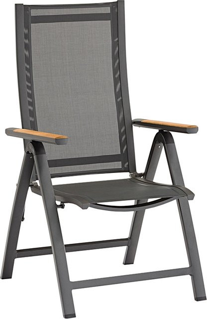 Zebra Klappsessel Fly mit Teakarmlehnen, Alu-Rahmen graphite und Textil carbon grey - Bild 1