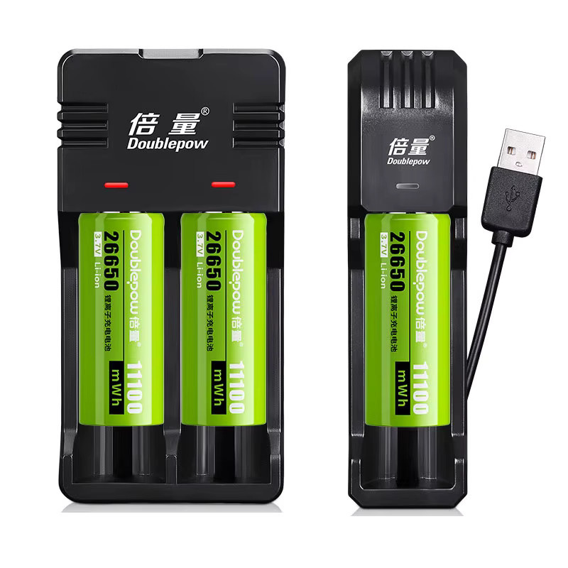 DOUBLEPOW 26650 Li-Ionen-Akku 3,7 V mit 3000 mAh und USB-Ladegerät für Taschenlampen, Solar-Straßenlaternen und Elektrowerkzeuge - Bild 3