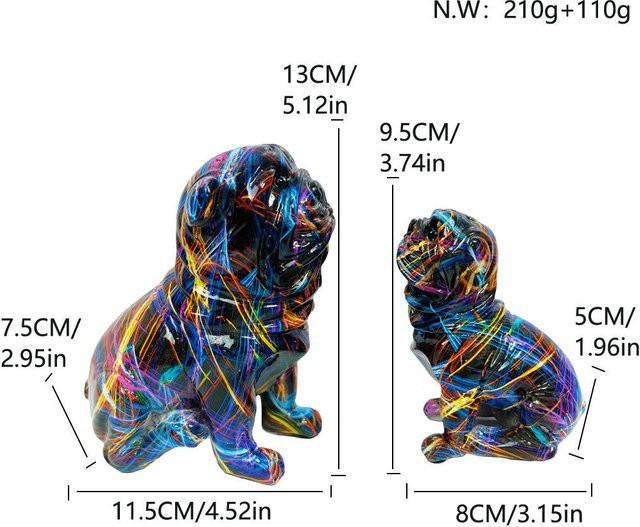 Yiran Furniture Deko-Set aus zwei sitzenden Hunden in Schwarz, Kunstharz-Tierfiguren für Wohnzimmer und Veranda - Bild 1