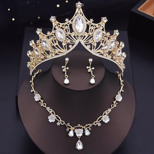YIRAN Jewelry Schmuck-Set, Messing, Goldfarben, Kristall, Damen - Bild 1