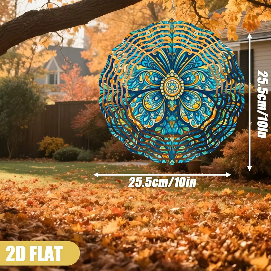CIFBUY Böhmisches Mandala-Windspiel aus Metall mit blauem Blumenmuster für Garten und Terrasse - Bild 3