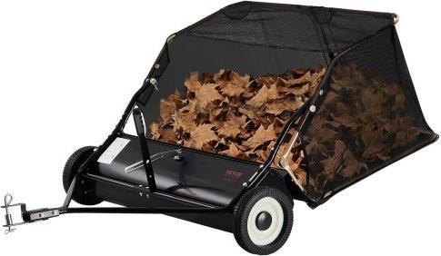 VEVOR Rasenkehrer zum Anhängen, 106,6 cm breiter Grass Sweeper in Schwarz mit 12 cu.ft. Fassungsvermögen und Dumping Rope Design - Bild 1