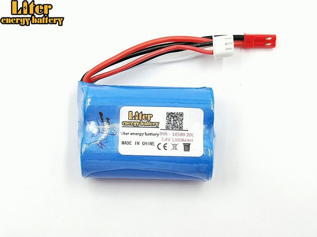 MJX Li-Ion Akku 7,4 V 1300 mAh 20C in Blau für MJX T10 T11 T34 HQ 827 871 Fernbedienung und Hubschrauber - Bild 1