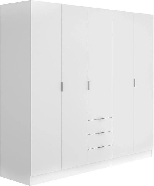 Vente-unique Kleiderschrank Listowel Weiß mit integrierten Schubladen und Scharniertüren, Höhe: 202 cm - Bild 1