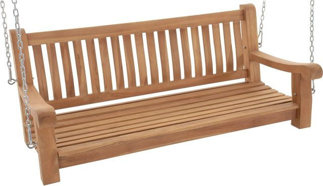 DELUKE MUVER Schaukelbank aus Teakholz in Braun, Hängebank für Garten und Veranda, B/T/H: 150 x 70 x 62 cm - Bild 1