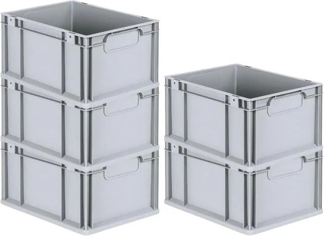 PROREGAL Spar Set 5x Eurobox Nextgen Economy Transportboxen mit geschlossenen Griffen, Grau, H x B x T: 22 x 30 x 40 cm, 20 Liter - Bild 1
