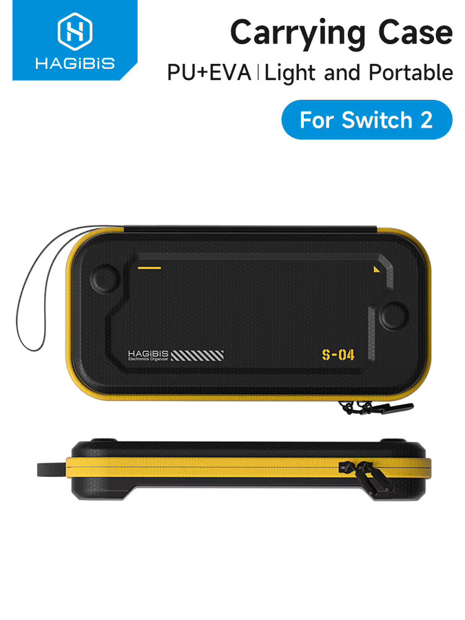 Hagibis Tragetasche für Switch 2 aus PU-Leder mit 10 Spielkartenfächern in Weiß und Gelb - Bild 4
