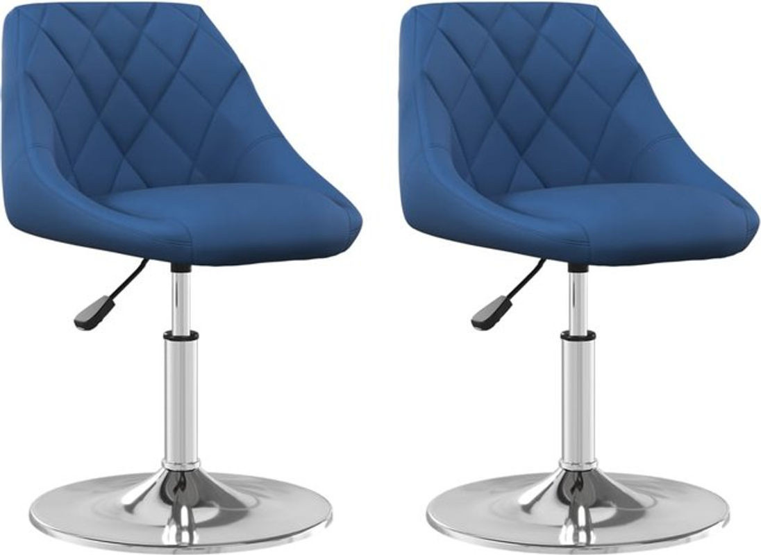 Set aus 2 modernen Esszimmerstühlen von vidaxl in Blau mit Samtbezug und Chrom-Stahlgestell als Drehstühle - Bild 1