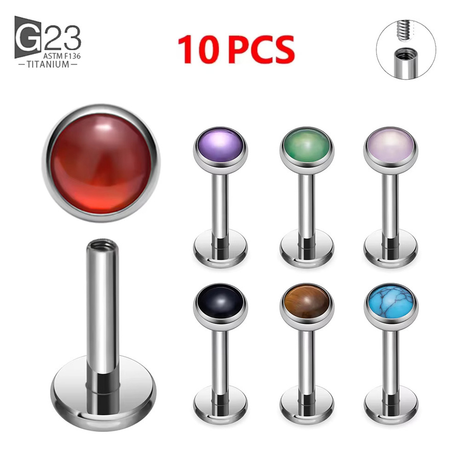 UHERA Labret Stud, Titan, Naturstein, 16G, Unisex - Bild 2