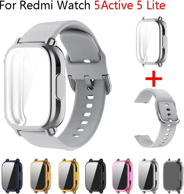 CAOWTAN Uhrenarmband und Schutzhülle für Xiaomi Redmi Watch 5 active/5 Lite, Silikon, Weiß, Unisex - Bild 1