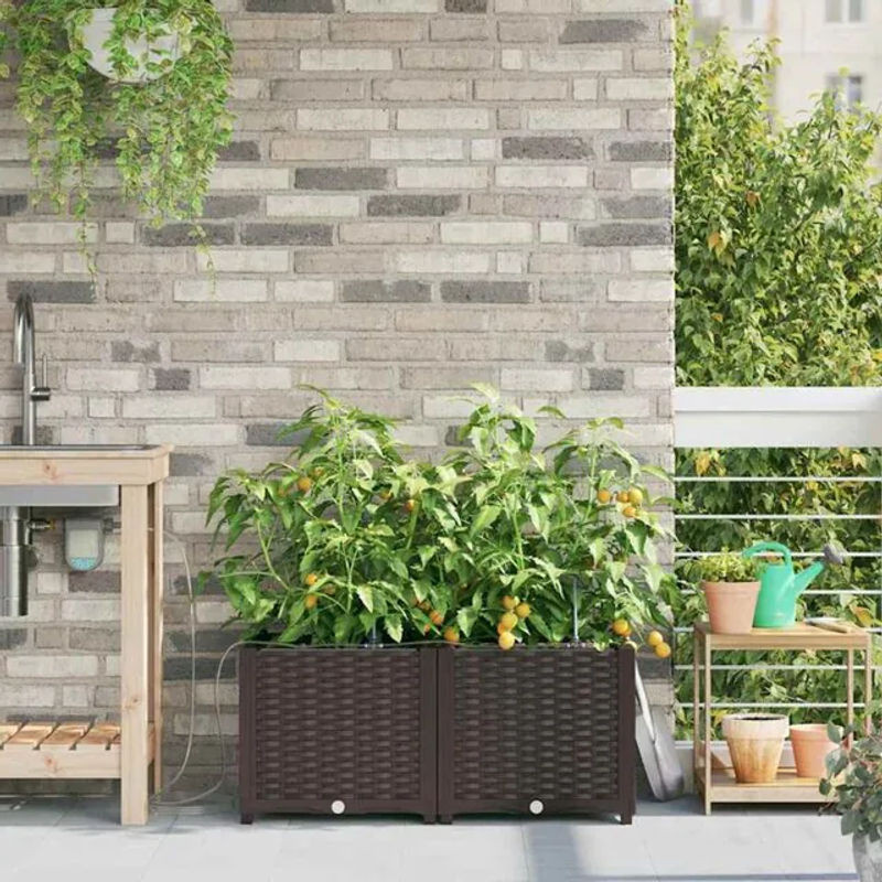 vidaXL Gartenpflanzer aus Stahl in Braun, B/T/H: 80 x 40 x 37,5 cm - Bild 1