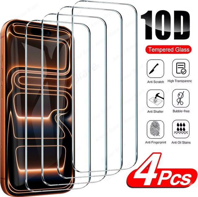 4er-Set Amour Brave HD Panzerglas Displayschutzfolie für iPhone 17 16 15 14 13 12 11 Pro Max XS Max XR Plus in Transparent - Bild 1