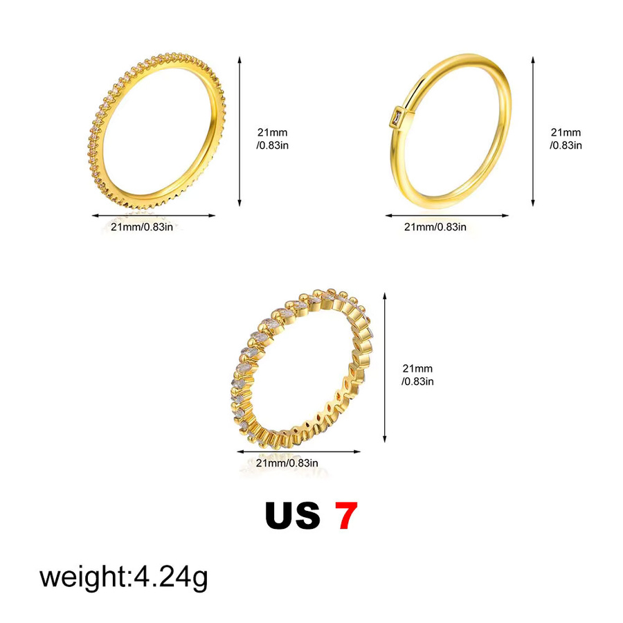 3piar Ring Set, CZ Zirkon, Damen - Bild 2